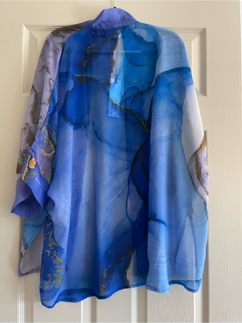 Vibrant Purple & Blue Marble Kimono Top - Picture 5 of 6